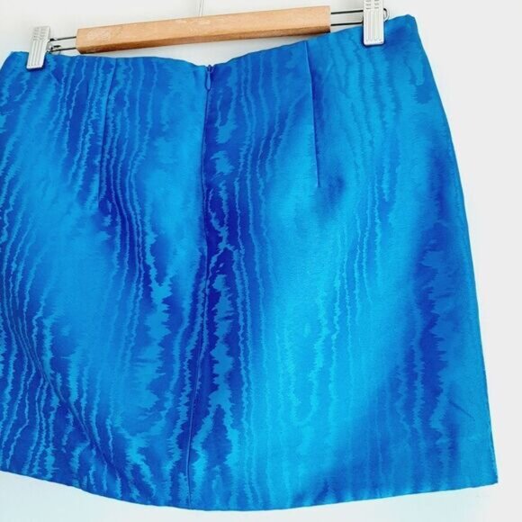 ONLY Ara Satin Jaquard Asymmetrical Hem Mini Skirt Blue Sz M - Picture 8 of 12